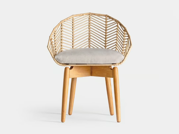 PLISSÉ RATTAN - Rattan and mahogany chair with integrated cushion by Vical Home - view 2